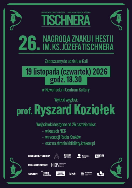 26. Gala Nagrody Znaku i Hestii im. ks. Józefa Tischnera