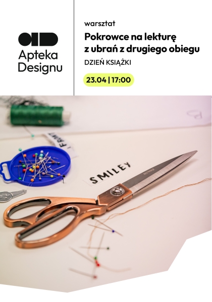 grafika przedstawia rampę, która znajduje się z tyłu budynku Apteki Designu, cała grafika jest w kolorze jasnozielonym, a na śrdoku jest duży biały napis "Wydarzenie w Aptece Designu" - jest to zaślepka przed oficjalną grafiką