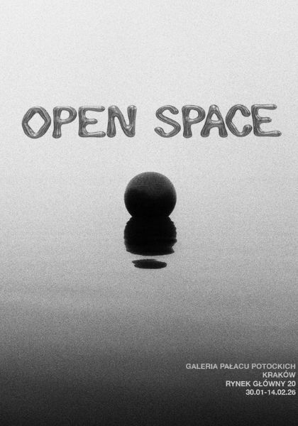Wystawa: Open Space & Sound - zdjęcie przedstawiające szarą grafikę z napisem