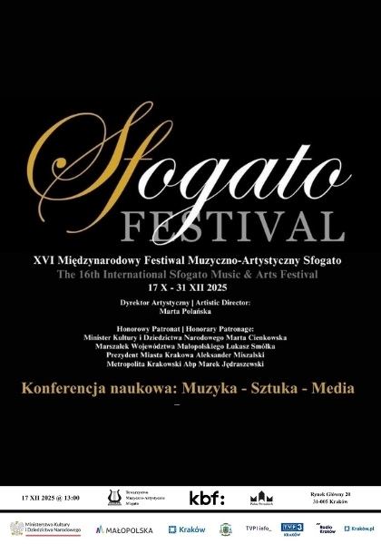 XVI Międzynarodowy Festiwal Muzyczno-Artystyczny Sfogato | Konferencja naukowa: Muzyka - Sztuka - Media